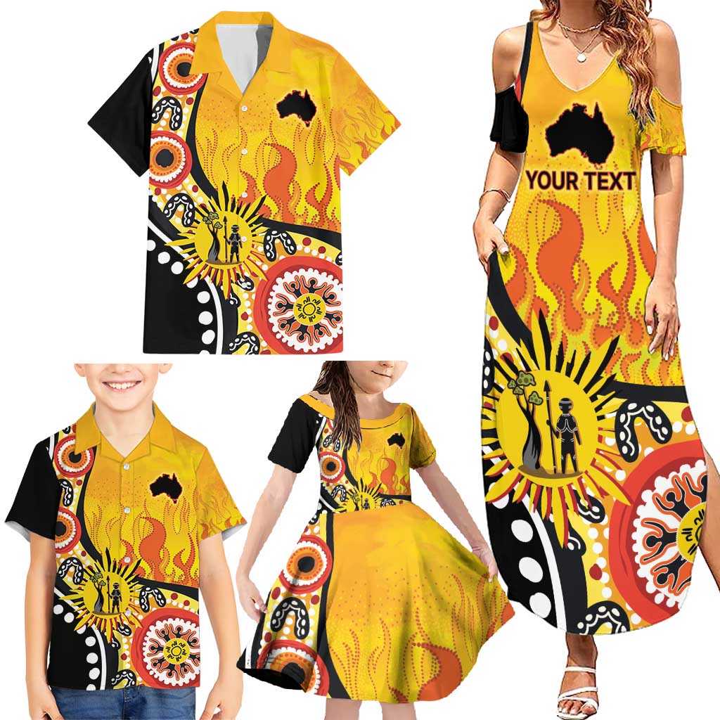 Australia Bushfire Aboriginal Personalised Family Matching Summer Maxi Dress and Hawaiian Shirt Bush Fire Dreaming - Aussie Hoodie