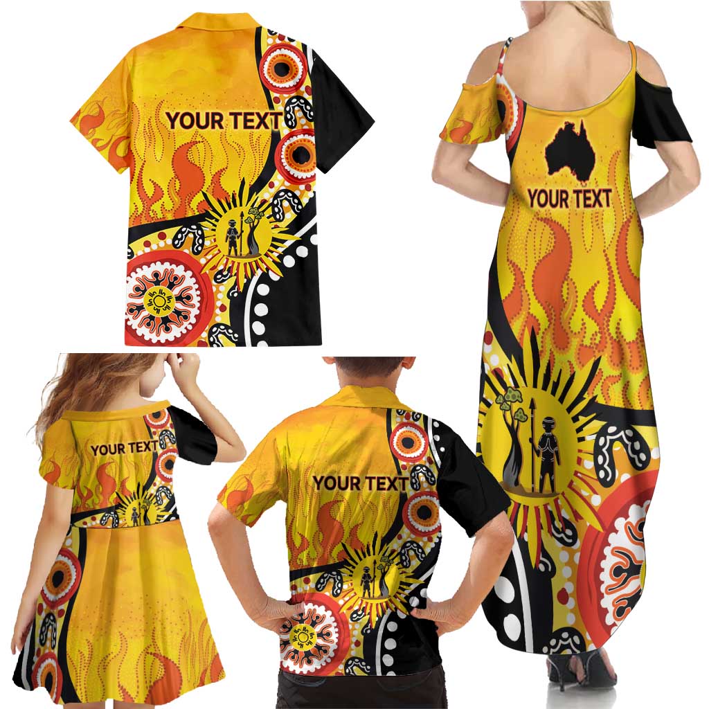 Australia Bushfire Aboriginal Personalised Family Matching Summer Maxi Dress and Hawaiian Shirt Bush Fire Dreaming - Aussie Hoodie