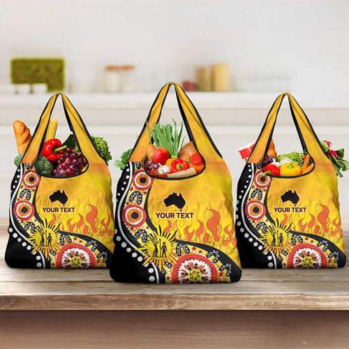 Australia Bushfire Aboriginal Personalised Grocery Bag Bush Fire Dreaming - Aussie Hoodie