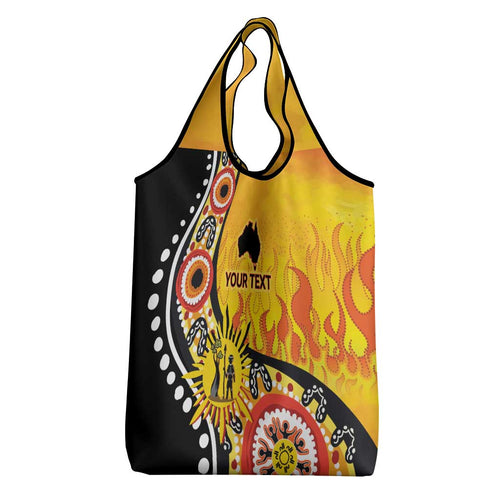 Australia Bushfire Aboriginal Personalised Grocery Bag Bush Fire Dreaming - Aussie Hoodie