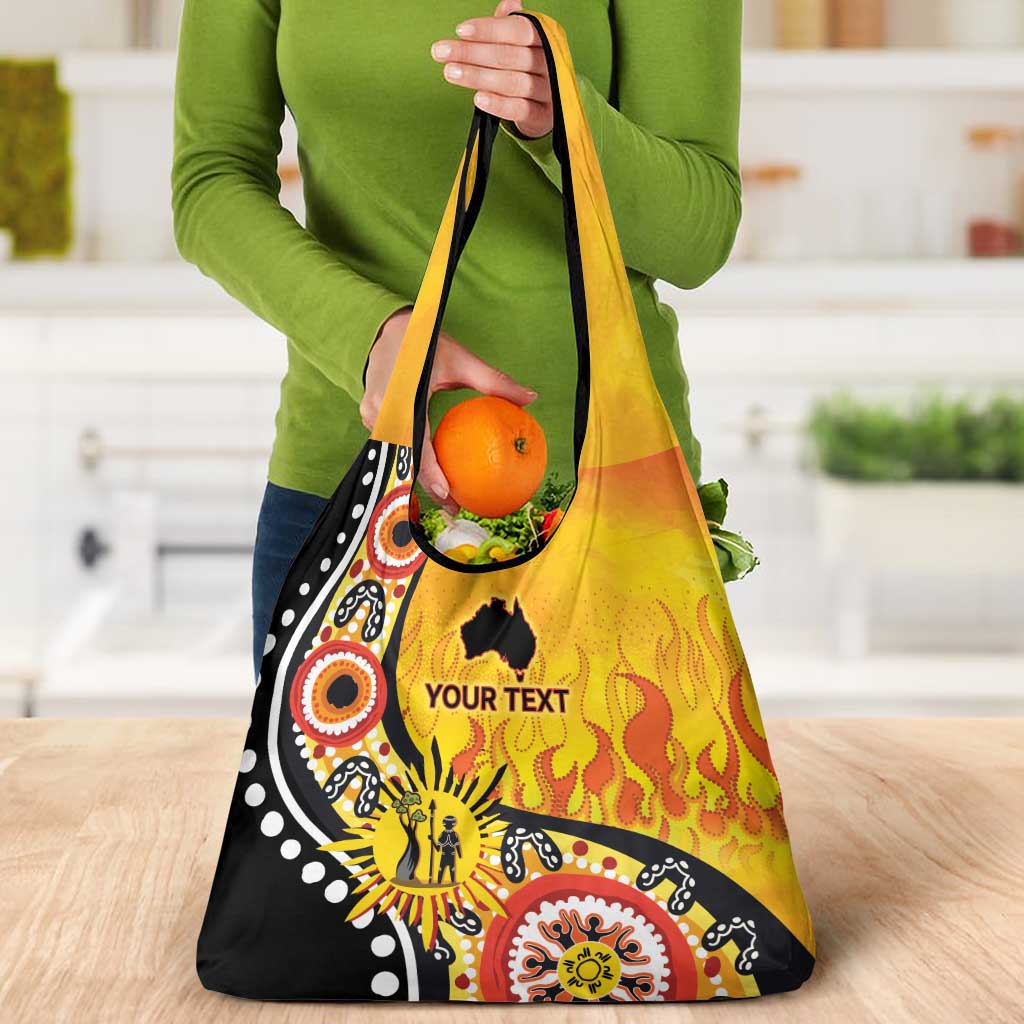 Australia Bushfire Aboriginal Personalised Grocery Bag Bush Fire Dreaming - Aussie Hoodie