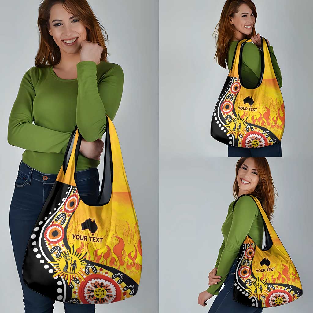 Australia Bushfire Aboriginal Personalised Grocery Bag Bush Fire Dreaming - Aussie Hoodie