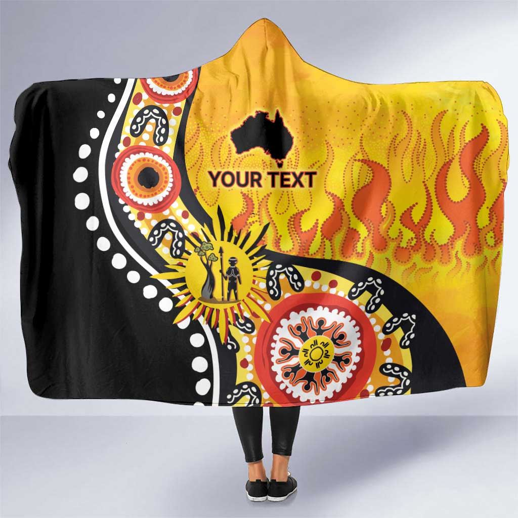 Australia Bushfire Aboriginal Personalised Hooded Blanket Bush Fire Dreaming - Aussie Hoodie