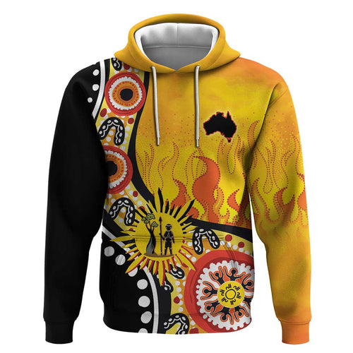 Australia Bushfire Aboriginal Personalised Hoodie Bush Fire Dreaming - Aussie Hoodie