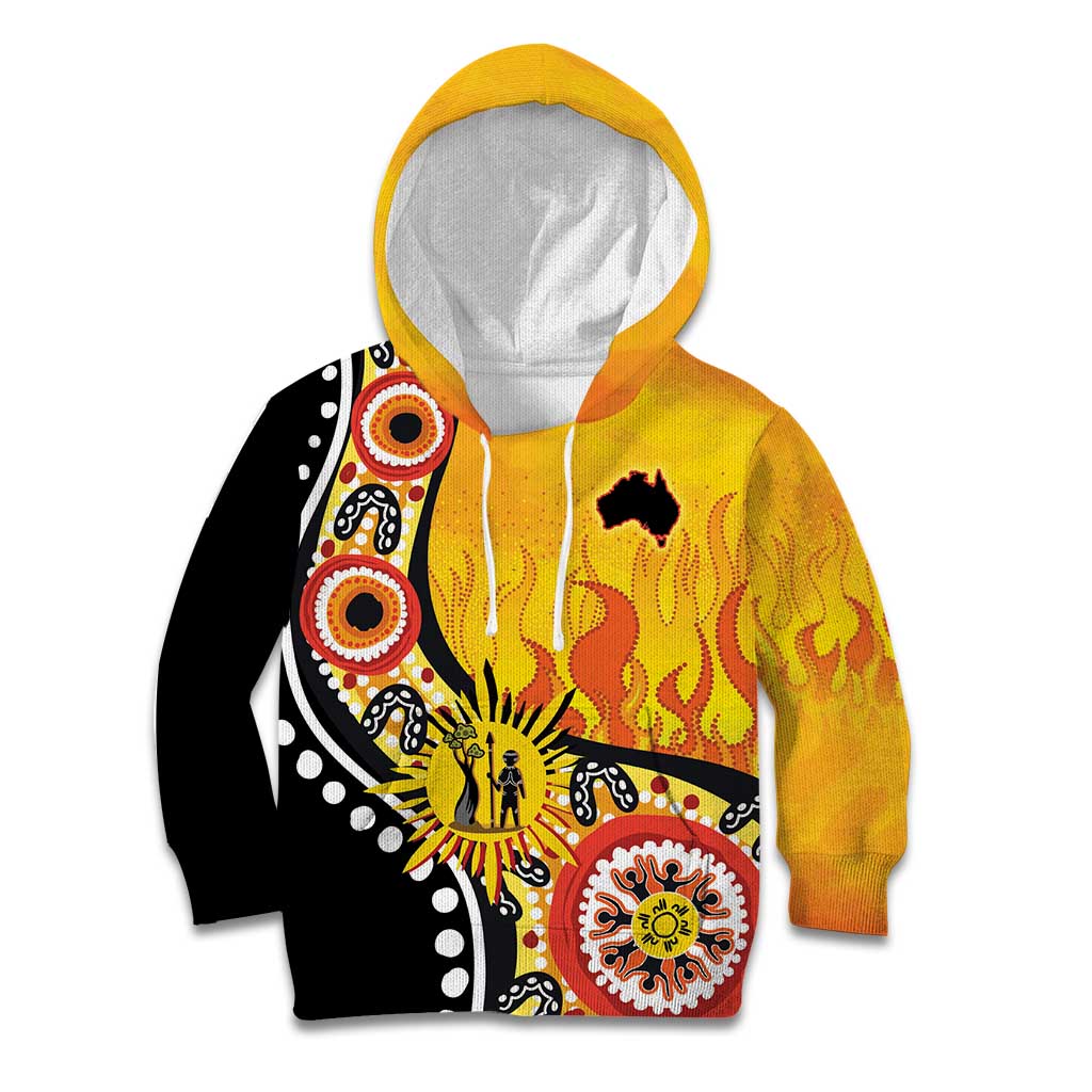 Australia Bushfire Aboriginal Personalised Kid Hoodie Bush Fire Dreaming - Aussie Hoodie