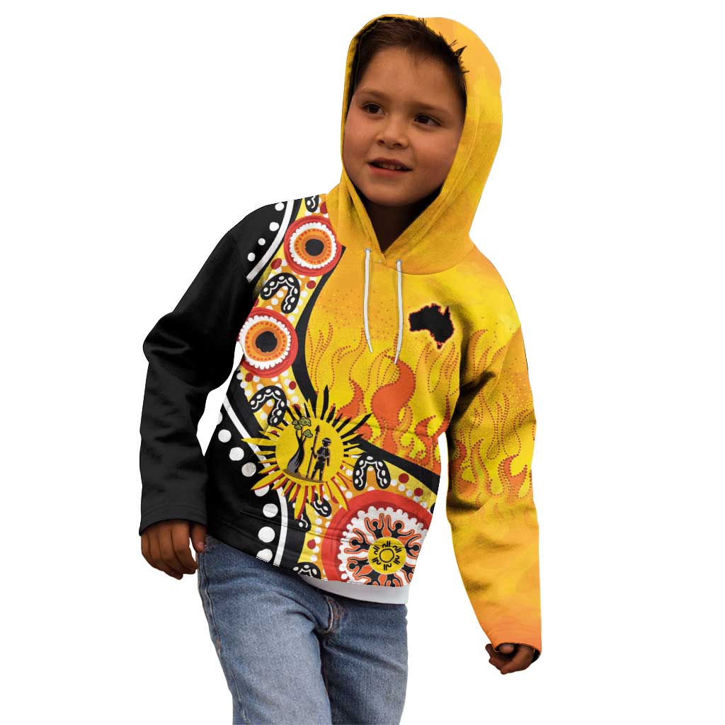 Australia Bushfire Aboriginal Personalised Kid Hoodie Bush Fire Dreaming - Aussie Hoodie