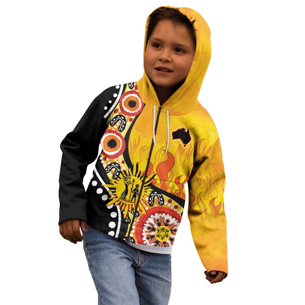 Australia Bushfire Aboriginal Personalised Kid Hoodie Bush Fire Dreaming - Aussie Hoodie