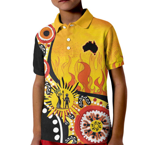 Australia Bushfire Aboriginal Personalised Kid Polo Shirt Bush Fire Dreaming - Aussie Hoodie