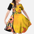 Australia Bushfire Aboriginal Personalised Kid Short Sleeve Dress Bush Fire Dreaming - Aussie Hoodie