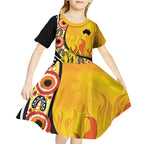 Australia Bushfire Aboriginal Personalised Kid Short Sleeve Dress Bush Fire Dreaming - Aussie Hoodie