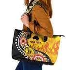 Australia Bushfire Aboriginal Personalised Leather Tote Bag Bush Fire Dreaming - Aussie Hoodie