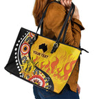 Australia Bushfire Aboriginal Personalised Leather Tote Bag Bush Fire Dreaming - Aussie Hoodie