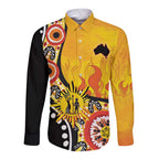 Australia Bushfire Aboriginal Personalised Long Sleeve Button Shirt Bush Fire Dreaming - Aussie Hoodie