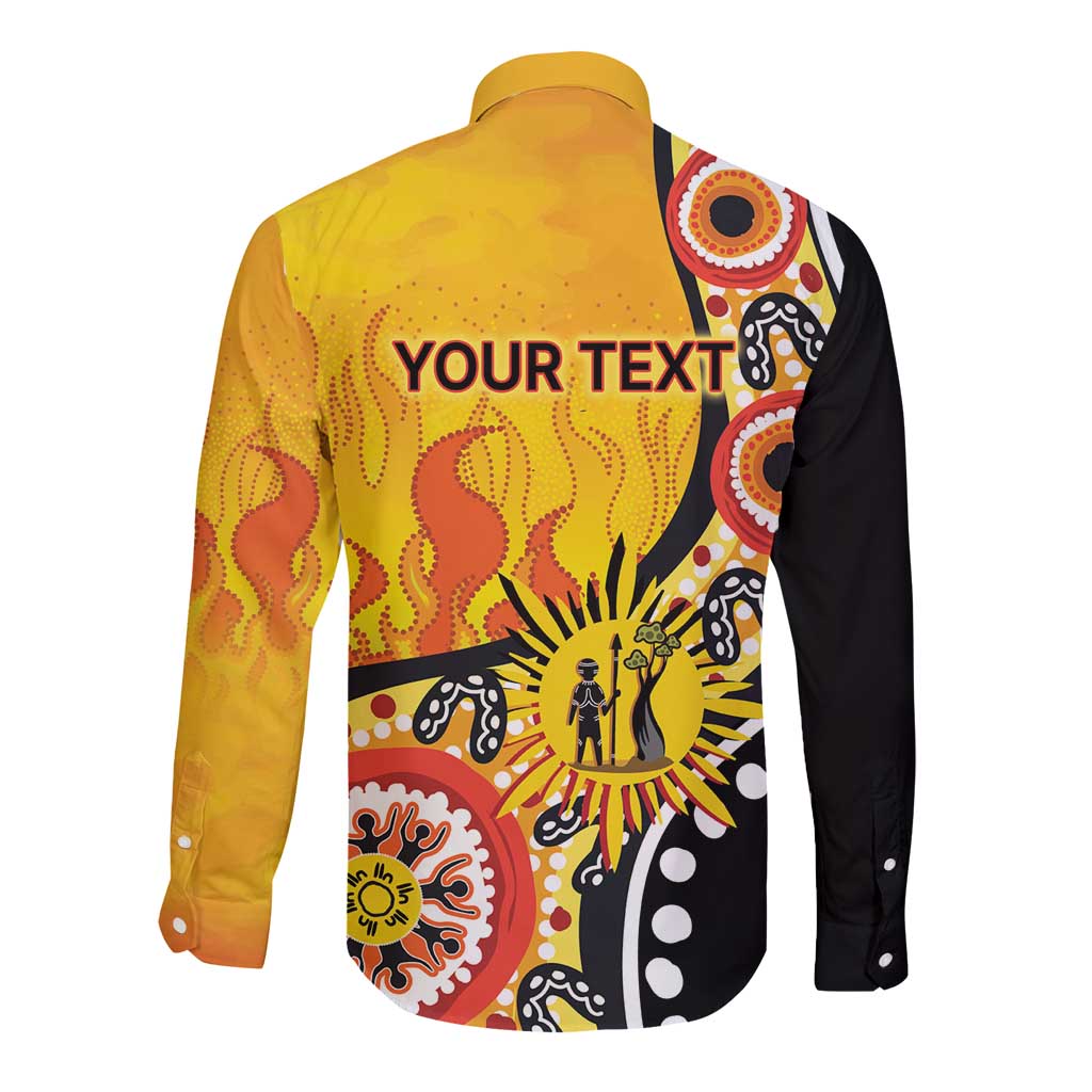 Australia Bushfire Aboriginal Personalised Long Sleeve Button Shirt Bush Fire Dreaming - Aussie Hoodie