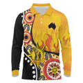 Australia Bushfire Aboriginal Personalised Long Sleeve Polo Shirt Bush Fire Dreaming - Aussie Hoodie