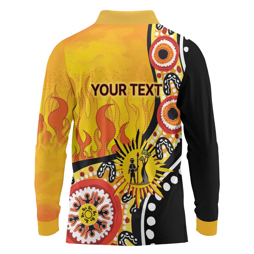Australia Bushfire Aboriginal Personalised Long Sleeve Polo Shirt Bush Fire Dreaming - Aussie Hoodie