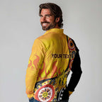 Australia Bushfire Aboriginal Personalised Long Sleeve Polo Shirt Bush Fire Dreaming - Aussie Hoodie