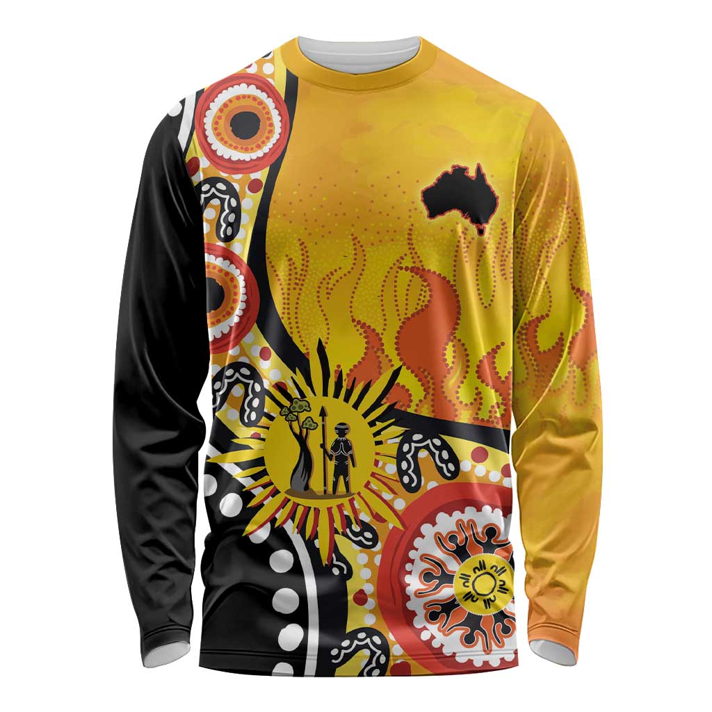 Australia Bushfire Aboriginal Personalised Long Sleeve Shirt Bush Fire Dreaming - Aussie Hoodie