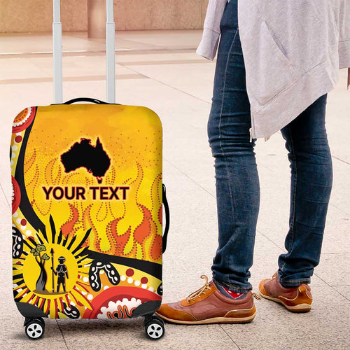 Australia Bushfire Aboriginal Personalised Luggage Cover Bush Fire Dreaming - Aussie Hoodie