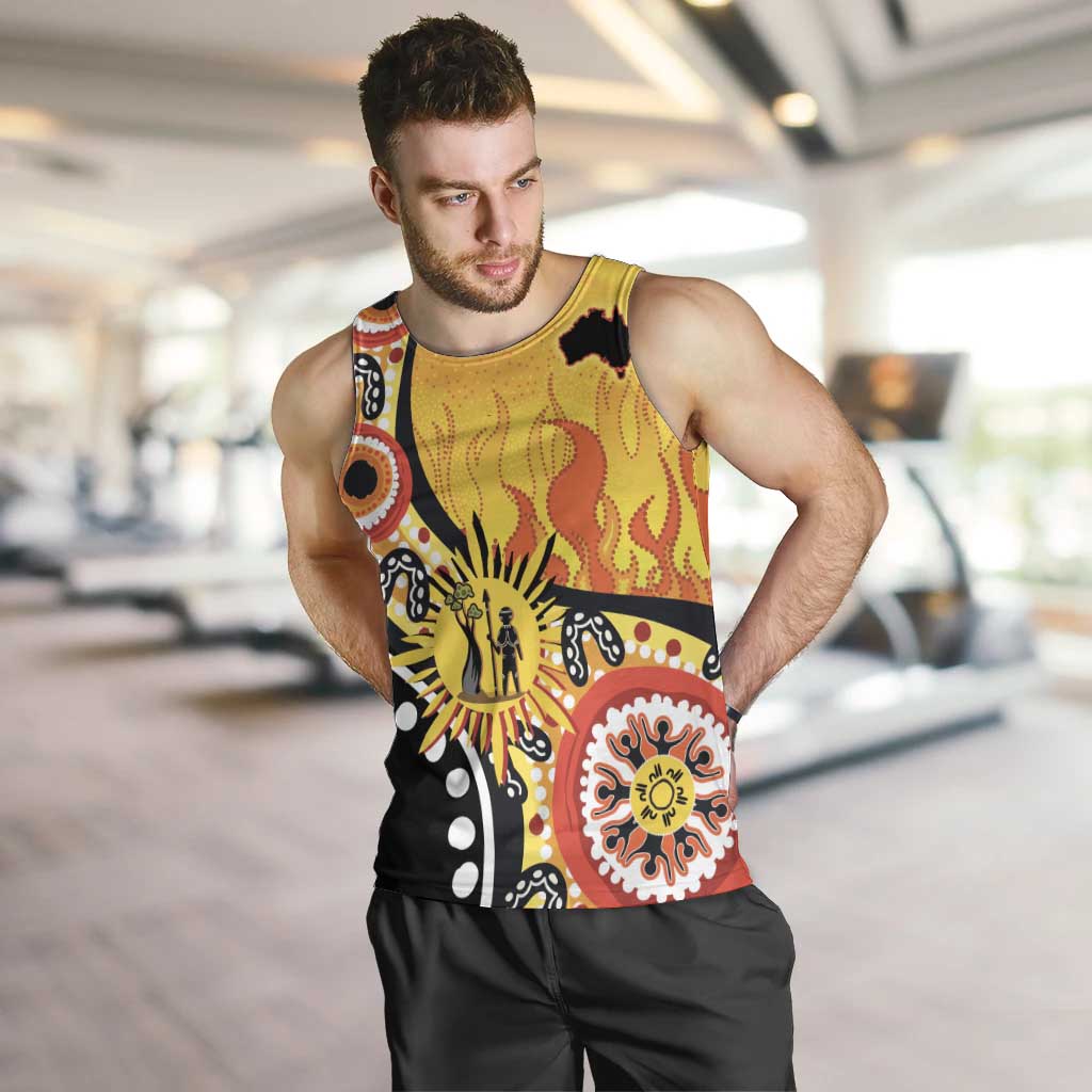 Australia Bushfire Aboriginal Personalised Men Tank Top Bush Fire Dreaming - Aussie Hoodie