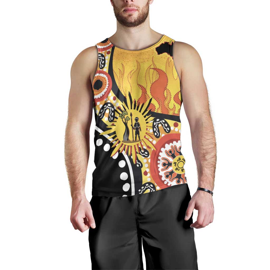 Australia Bushfire Aboriginal Personalised Men Tank Top Bush Fire Dreaming - Aussie Hoodie