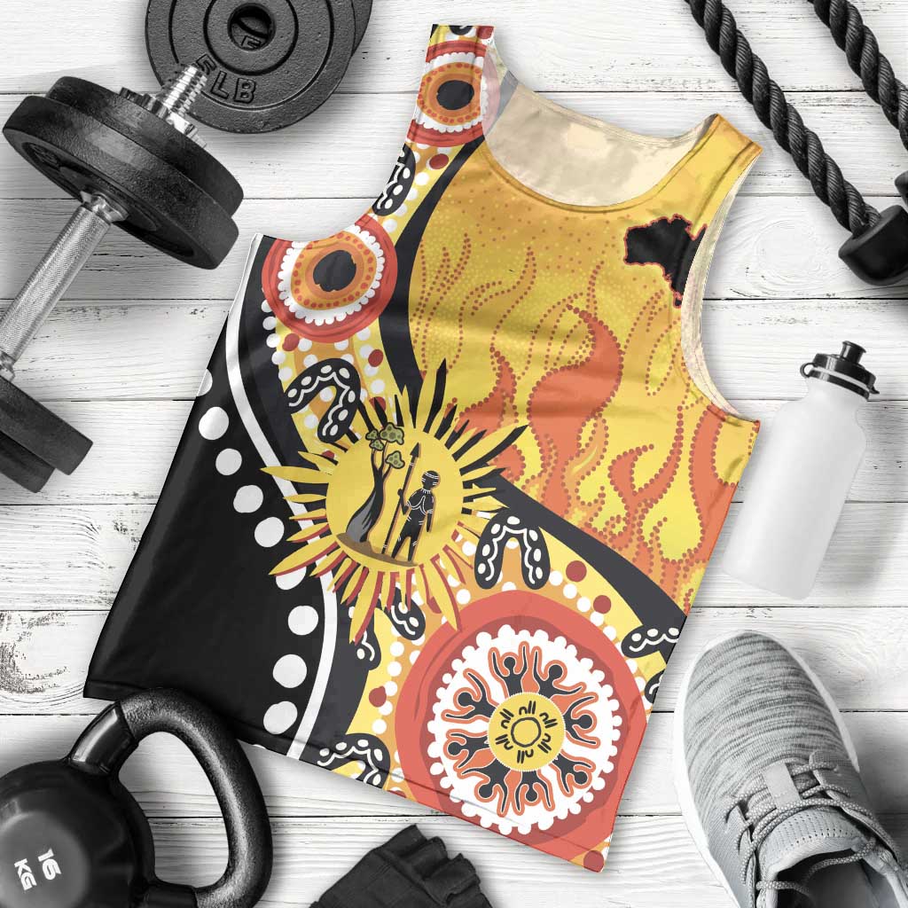 Australia Bushfire Aboriginal Personalised Men Tank Top Bush Fire Dreaming - Aussie Hoodie