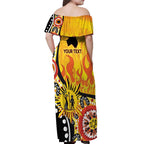 Australia Bushfire Aboriginal Personalised Off Shoulder Maxi Dress Bush Fire Dreaming - Aussie Hoodie