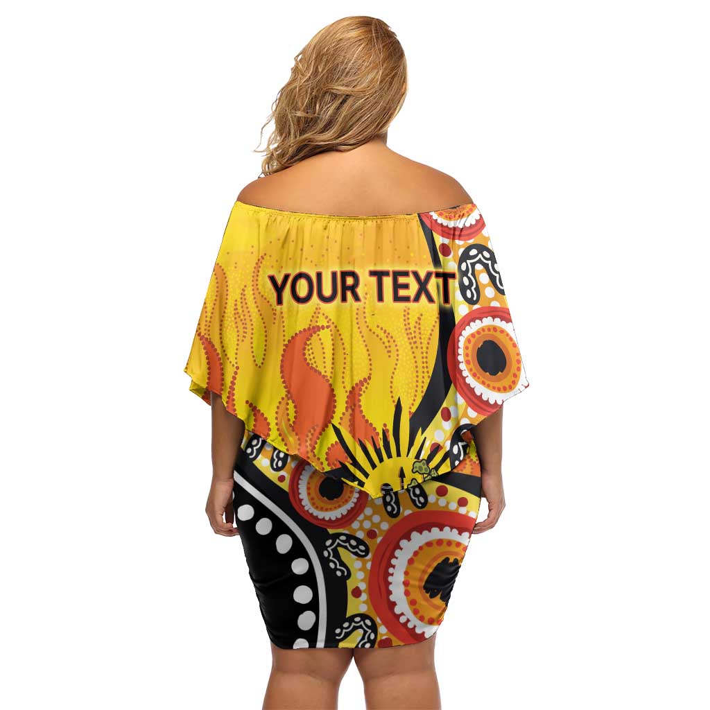 Australia Bushfire Aboriginal Personalised Off Shoulder Short Dress Bush Fire Dreaming - Aussie Hoodie