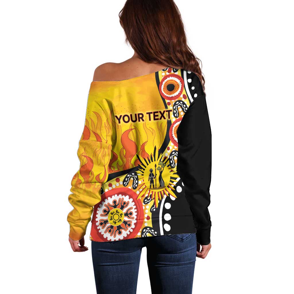 Australia Bushfire Aboriginal Personalised Off Shoulder Sweater Bush Fire Dreaming - Aussie Hoodie