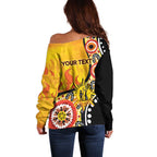 Australia Bushfire Aboriginal Personalised Off Shoulder Sweater Bush Fire Dreaming - Aussie Hoodie