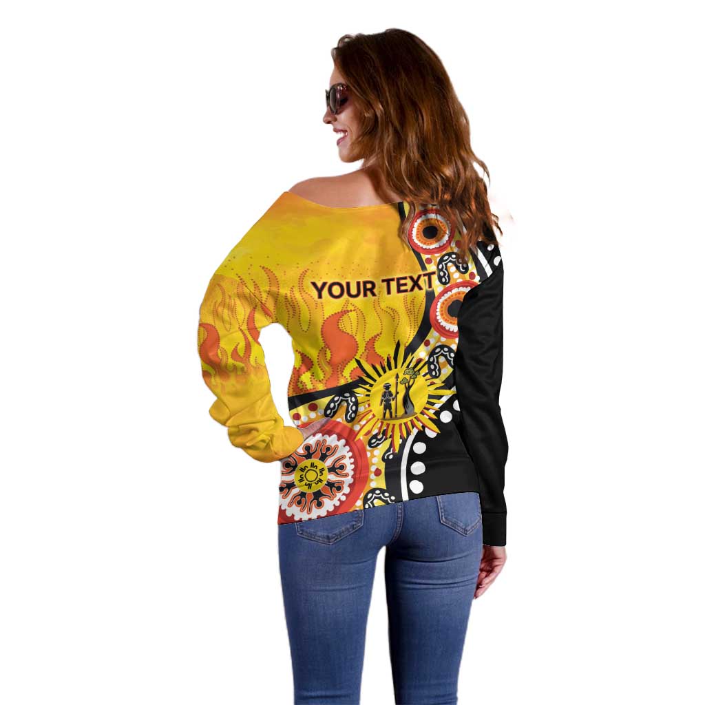 Australia Bushfire Aboriginal Personalised Off Shoulder Sweater Bush Fire Dreaming - Aussie Hoodie