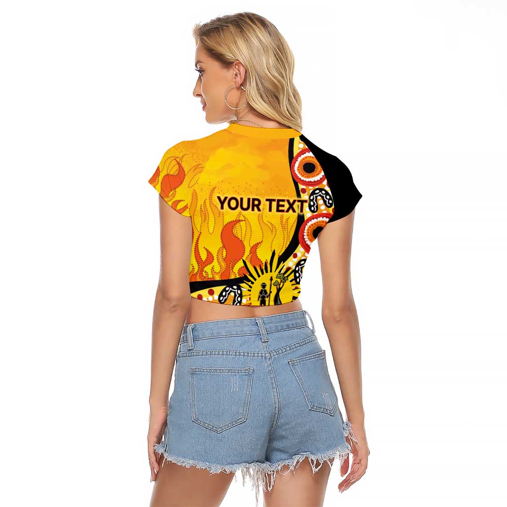 Australia Bushfire Aboriginal Personalised Raglan Cropped T Shirt Bush Fire Dreaming - Aussie Hoodie