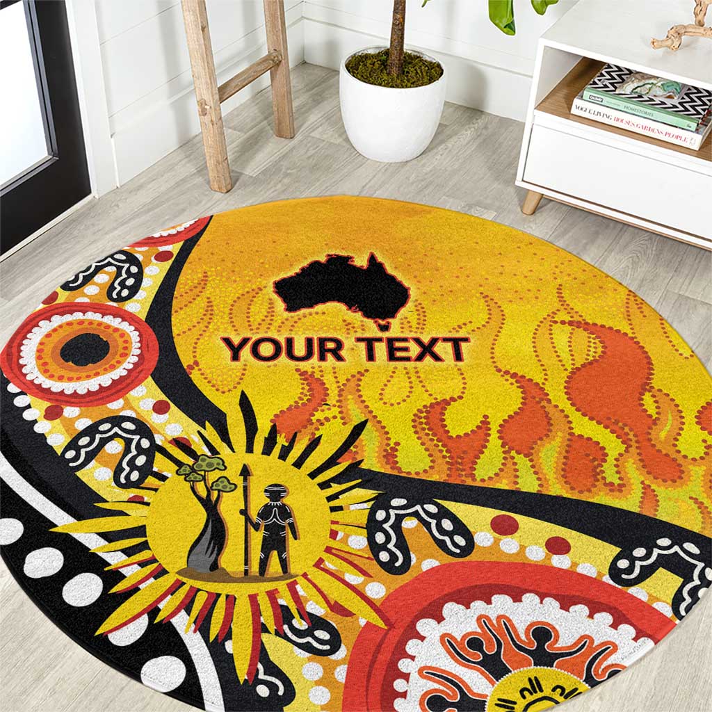 Australia Bushfire Aboriginal Personalised Round Carpet Bush Fire Dreaming - Aussie Hoodie