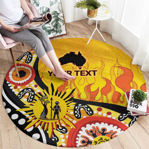 Australia Bushfire Aboriginal Personalised Round Carpet Bush Fire Dreaming - Aussie Hoodie