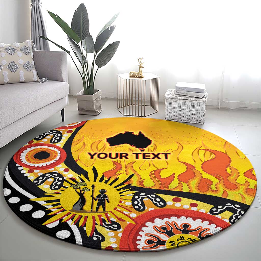 Australia Bushfire Aboriginal Personalised Round Carpet Bush Fire Dreaming - Aussie Hoodie