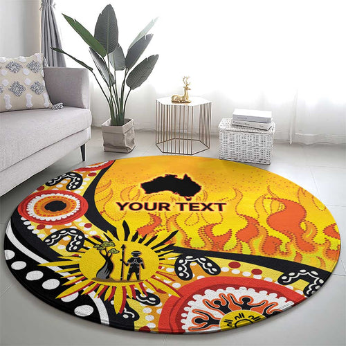 Australia Bushfire Aboriginal Personalised Round Carpet Bush Fire Dreaming - Aussie Hoodie
