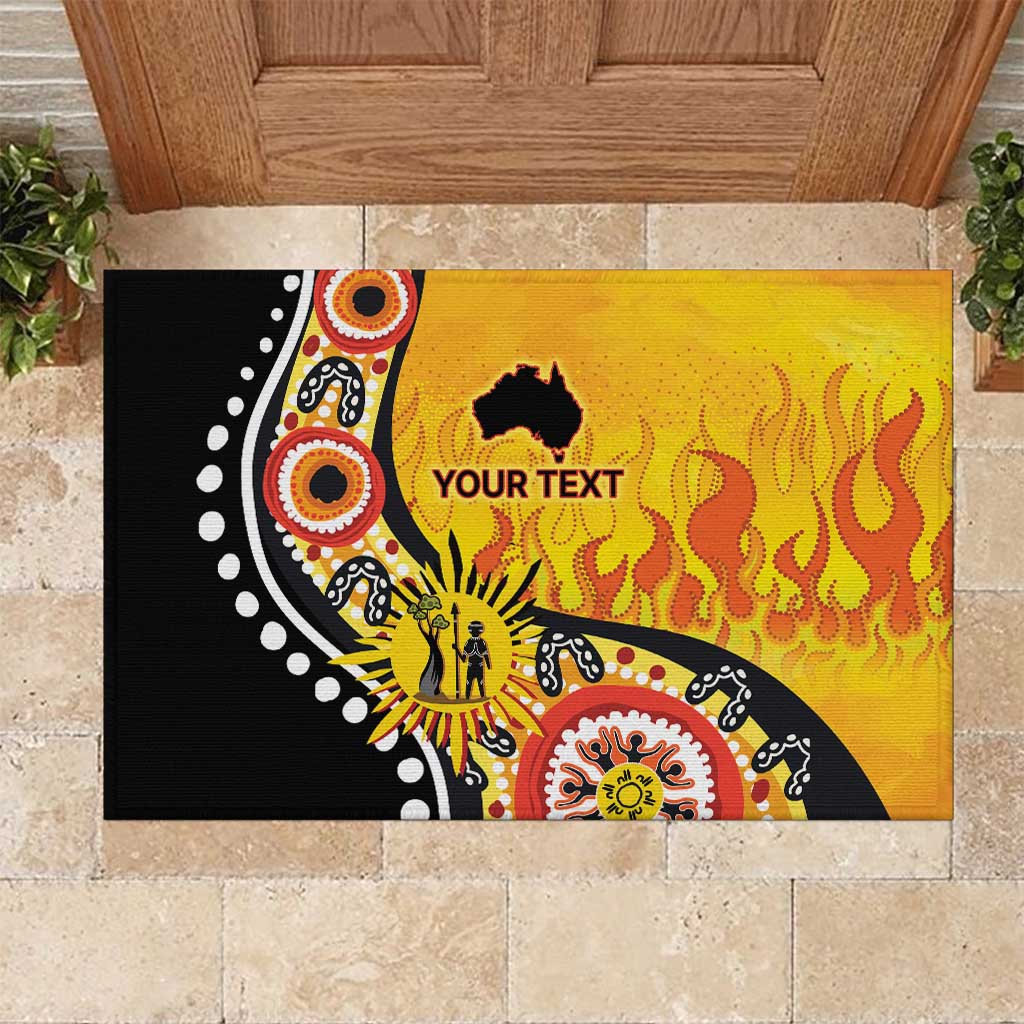 Australia Bushfire Aboriginal Personalised Rubber Doormat Bush Fire Dreaming - Aussie Hoodie