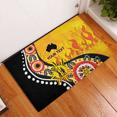 Australia Bushfire Aboriginal Personalised Rubber Doormat Bush Fire Dreaming - Aussie Hoodie