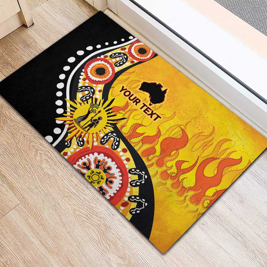 Australia Bushfire Aboriginal Personalised Rubber Doormat Bush Fire Dreaming - Aussie Hoodie