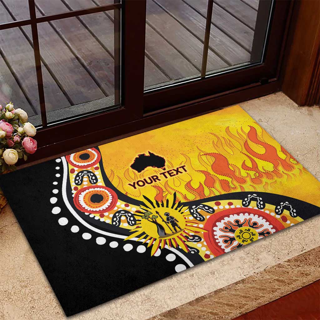 Australia Bushfire Aboriginal Personalised Rubber Doormat Bush Fire Dreaming - Aussie Hoodie