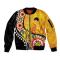 Australia Bushfire Aboriginal Personalised Sleeve Zip Bomber Jacket Bush Fire Dreaming - Aussie Hoodie