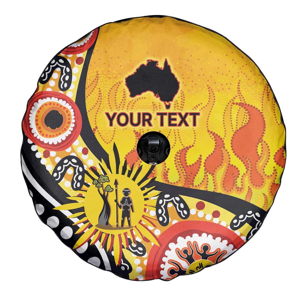 Australia Bushfire Aboriginal Personalised Spare Tire Cover Bush Fire Dreaming - Aussie Hoodie