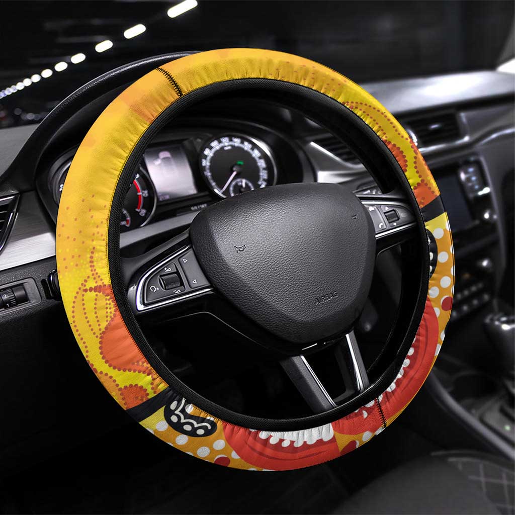 Australia Bushfire Aboriginal Steering Wheel Cover Bush Fire Dreaming - Aussie Hoodie