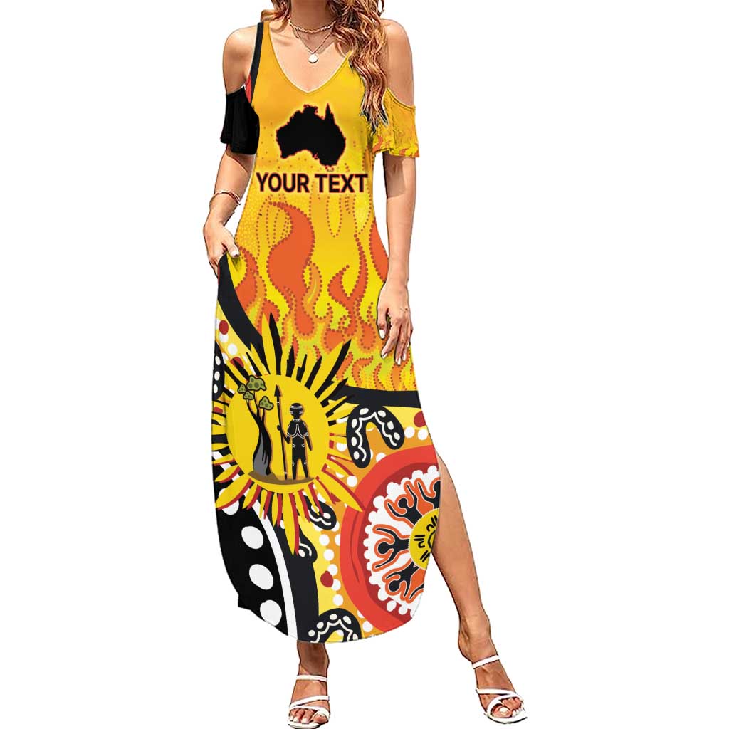 Australia Bushfire Aboriginal Personalised Summer Maxi Dress Bush Fire Dreaming - Aussie Hoodie