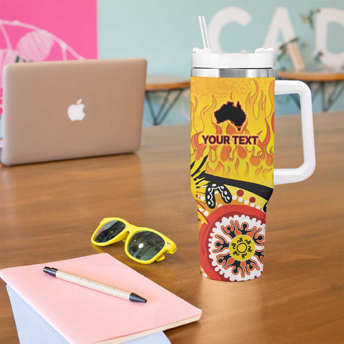 Australia Bushfire Aboriginal Personalised Tumbler With Handle Bush Fire Dreaming - Aussie Hoodie