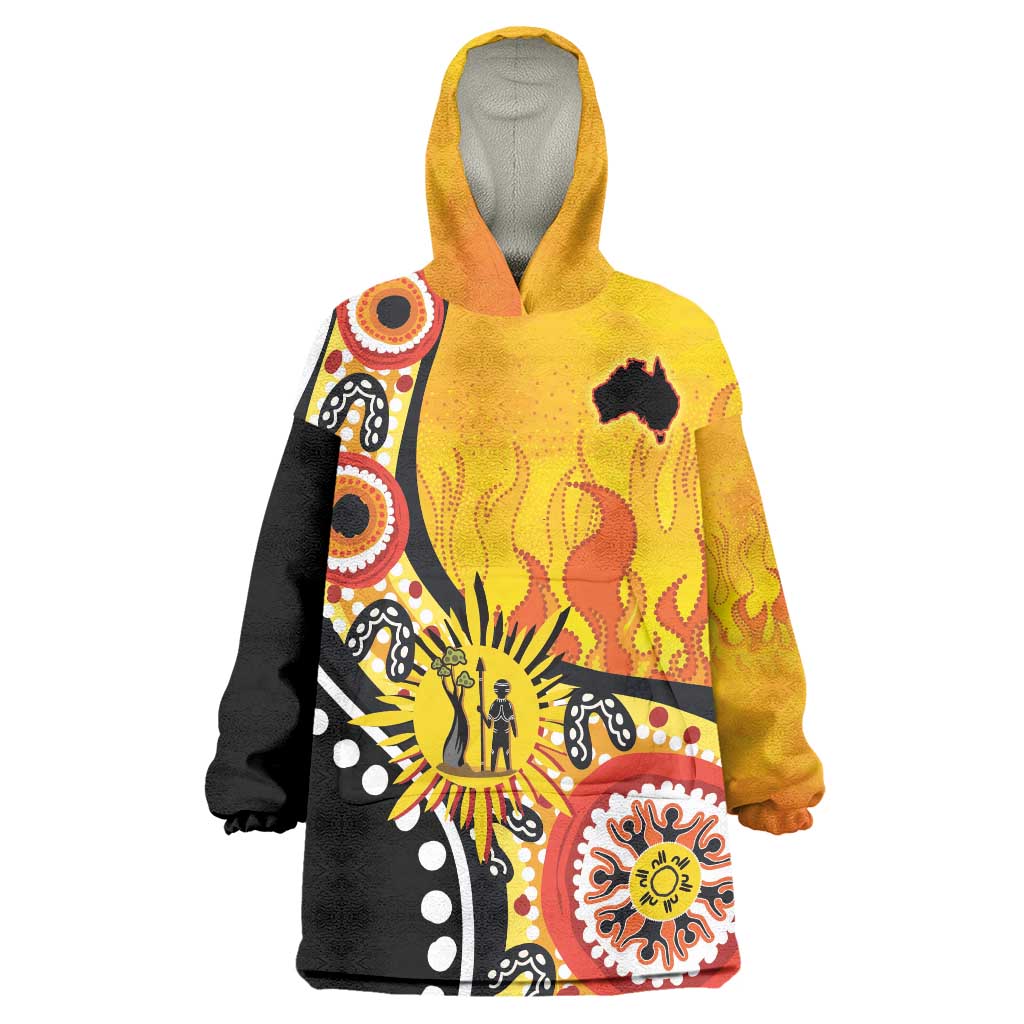 Australia Bushfire Aboriginal Personalised Wearable Blanket Hoodie Bush Fire Dreaming - Aussie Hoodie