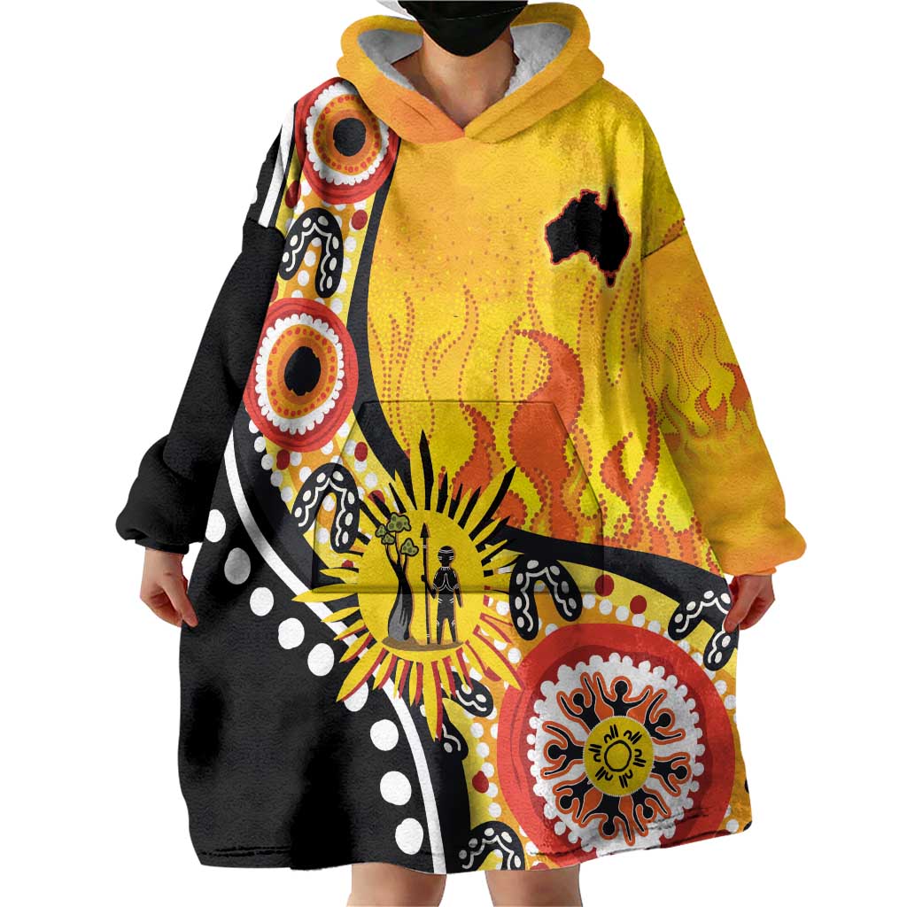Australia Bushfire Aboriginal Personalised Wearable Blanket Hoodie Bush Fire Dreaming - Aussie Hoodie