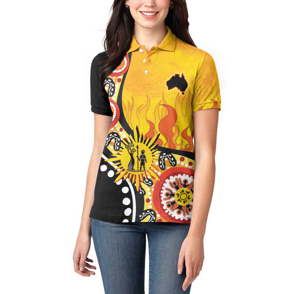 Australia Bushfire Aboriginal Personalised Women Polo Shirt Bush Fire Dreaming - Aussie Hoodie
