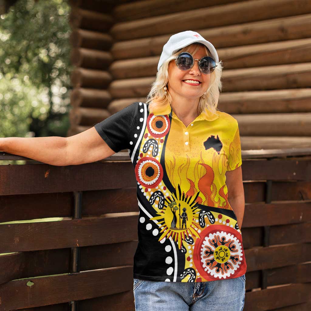 Australia Bushfire Aboriginal Personalised Women Polo Shirt Bush Fire Dreaming - Aussie Hoodie