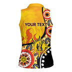 Australia Bushfire Aboriginal Personalised Women Sleeveless Polo Shirt Bush Fire Dreaming - Aussie Hoodie